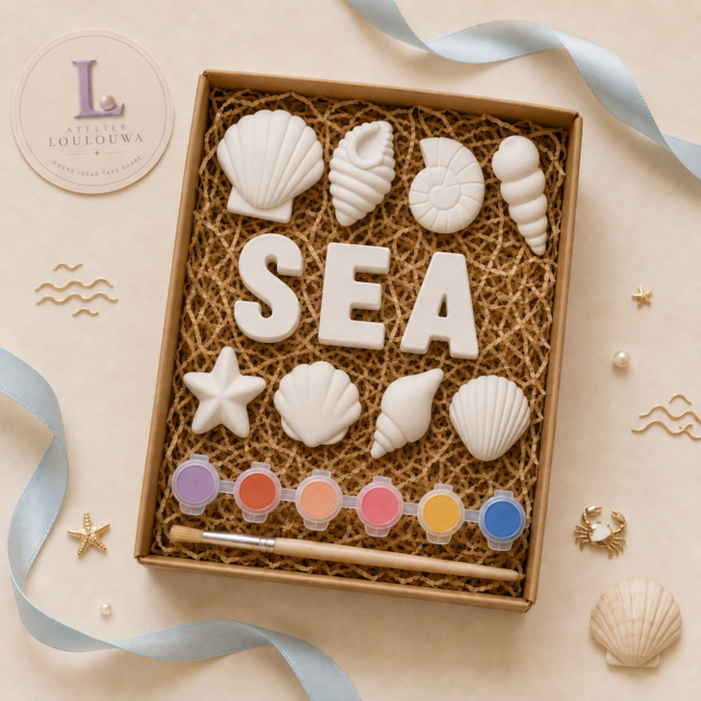 Aqua Lover painting kit with gypsum pieces and paints