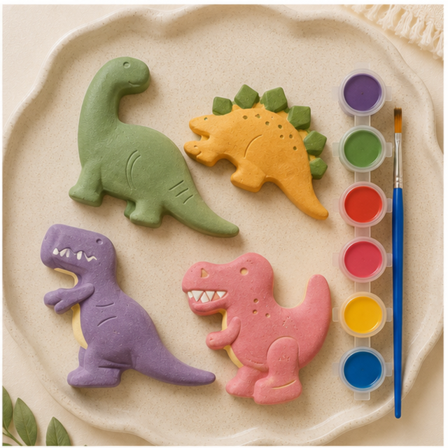 Dino City painting kit with gypsum pieces and paints